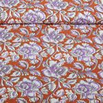 Baumwoll-Webware - Blockdruck Handgefertigt Rosen Rost