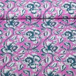 Baumwoll-Webware - Blockdruck Handgefertigt Rosen Hortensie