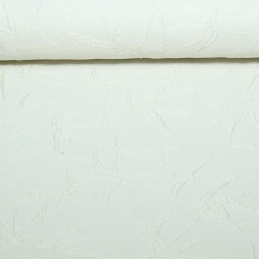 Nachhaltiger Canvas Jacquard - Blätter Ton-in-Ton Ecru Bestickt