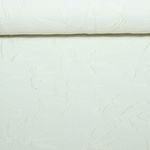 Nachhaltiger Canvas Jacquard - Blätter Ton-in-Ton Ecru Bestickt