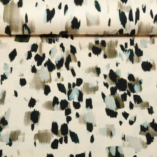 Jersey de viscose - Impression digitale coups de pinceau Beige