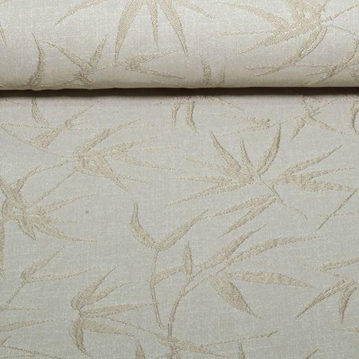 Nachhaltiger Canvas Jacquard - Blätter Ton-in-Ton Beige Bestickt