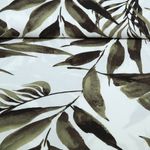 Viskose-Popeline - Blätter Weiß Grün