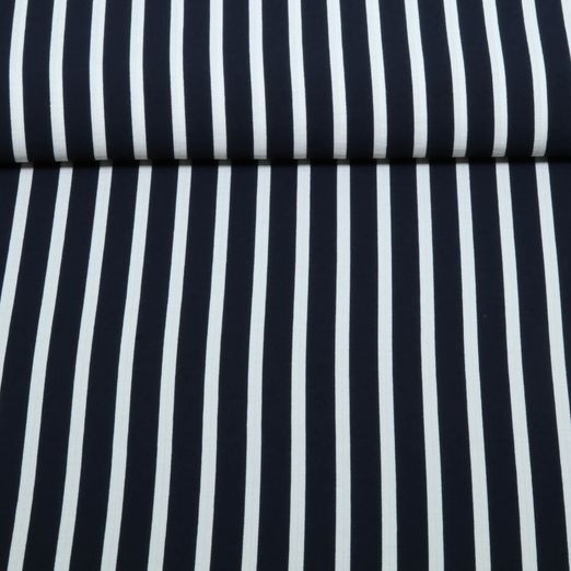 Tissu robes et blouses - Crêpe rayures Bleu marine