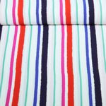 Tissu robes et blouses - Mélange de rayures Blanc Bleu marine