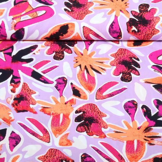 Viskose-Popeline - Muster Abstrakt Lila