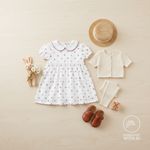 Coton tissé - Cerises Multicolores brodées Blanc