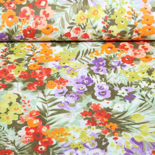 Coton enduit - Petites fleurs Blanc