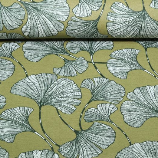 Toile canevas enduite - Gingko Kaki