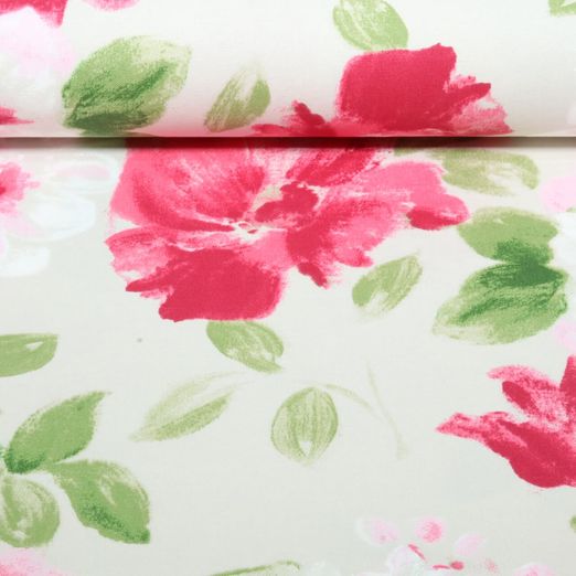 Baumwoll Canvas - Blumen Aquarell Beige