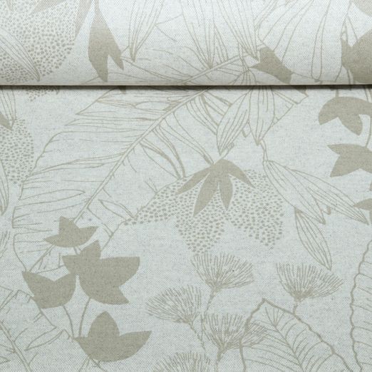 Canvas Beschichtet - Leinenlook Große Blätter Beige