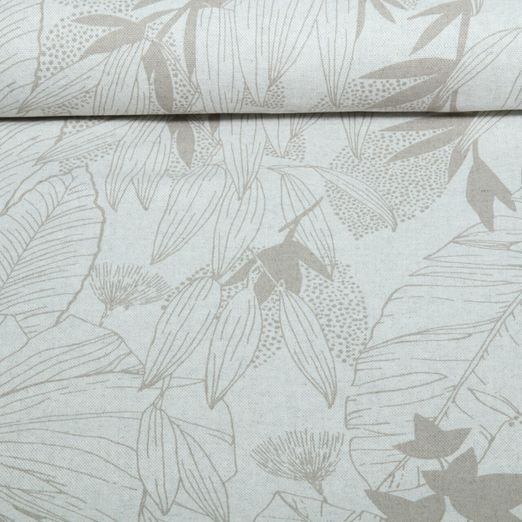 Canvas - Leinenlook Große Blätter Beige