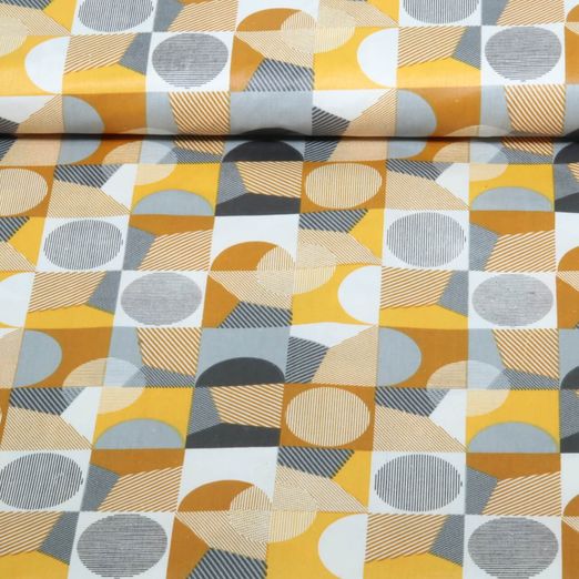 Beschichtete Baumwolle - Geo Streifen Ocker
