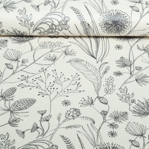 Canvas Beschichtet - Leinenlook Wiesenblumen Ecru