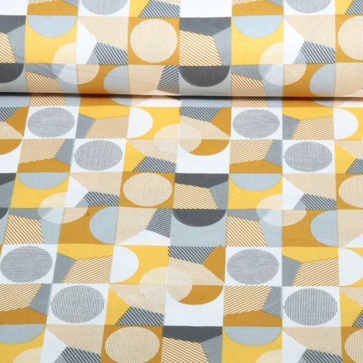 Baumwoll-Webware - Geo Streifen Ocker