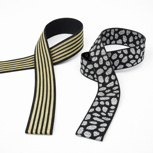 Gummiband Lurex Muster 25mm - Meterware