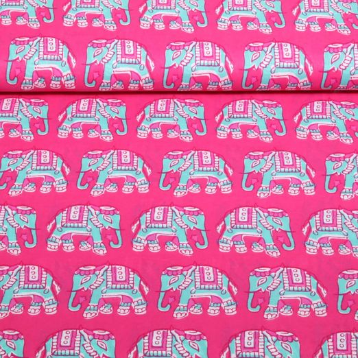 Voile de coton - Collection Enjoy Eléphant Rose vif