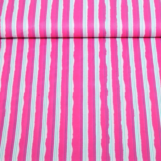 Voile de coton - collection Enjoy rayures rose vif
