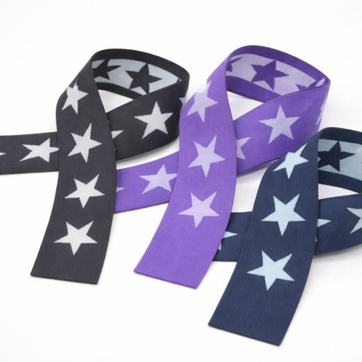 Gummiband Stars 40mm - Meterware