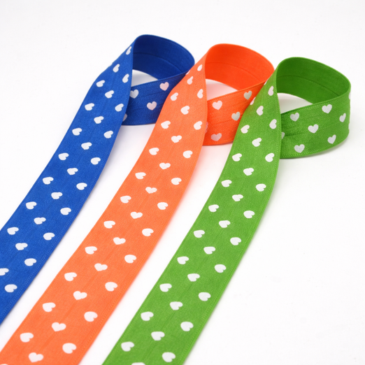 Elastisches Schrägband Herz 25mm - Meterware