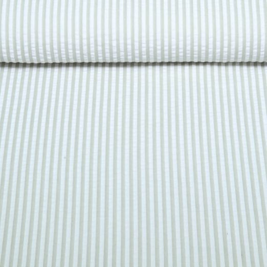 Seersucker - rayures kaki clair