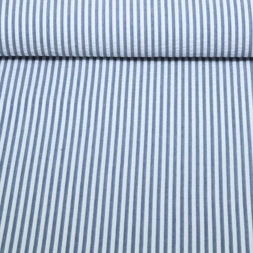 Seersucker - rayures Bleu marine
