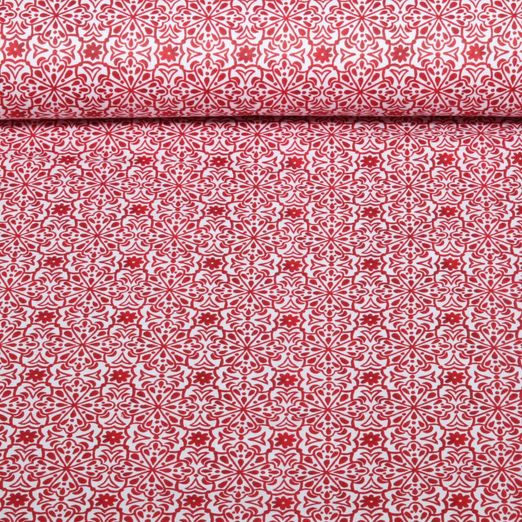 Coton enduit - Décorations florales Rouge...