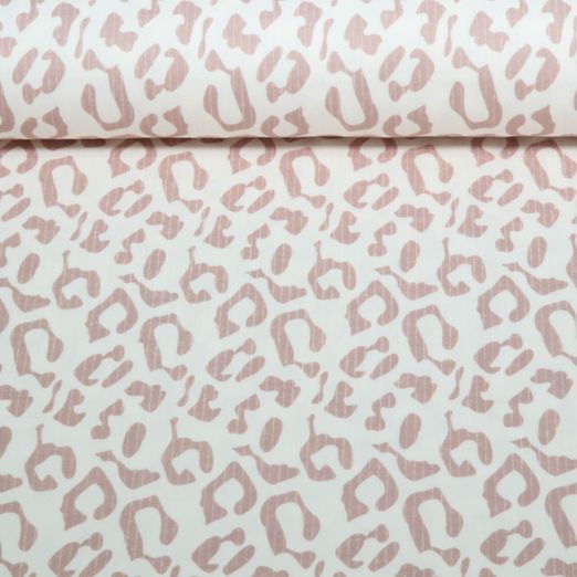 Jersey côtelé - Leopard Ecru Beige