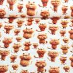 Sommersweat - French Terry Digital Rote Katzen Ecru