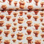 Sommersweat - French Terry Digital Rote Katzen Beige