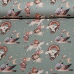 Jersey - Impression numérique animaux de fête Vert clair