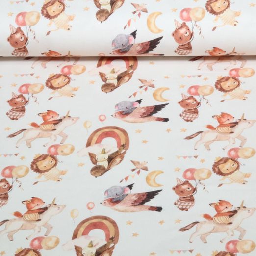 Jersey - Impression numérique animaux de fête Ecru