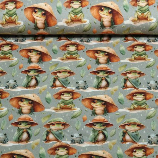 Jersey - Digital Dschungel Frösche Salbeigrün Jersey - Digital Dschungel Frösche Salbeigrün