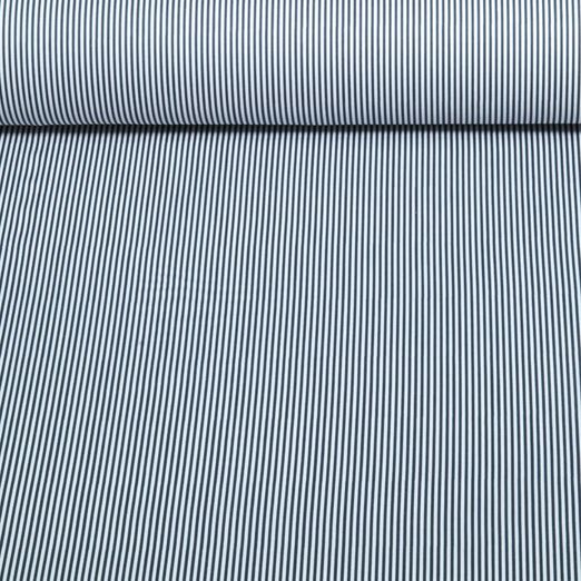 Popeline de coton - mini-rayures Bleu marine foncé