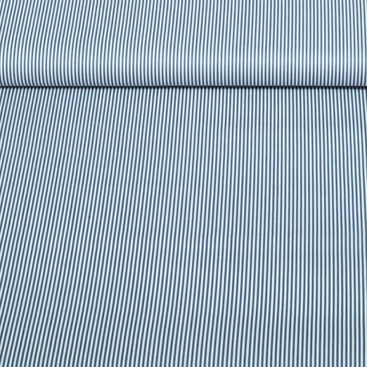 Popeline de coton - mini-rayures Bleu