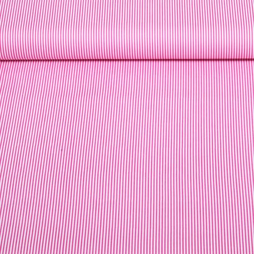 Popeline de coton - mini-rayures rose vif
