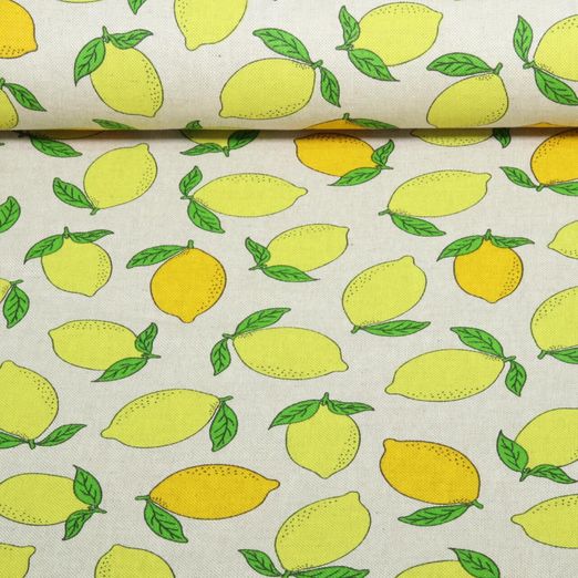 Canvas - Zitronen Leinenoptik Beige