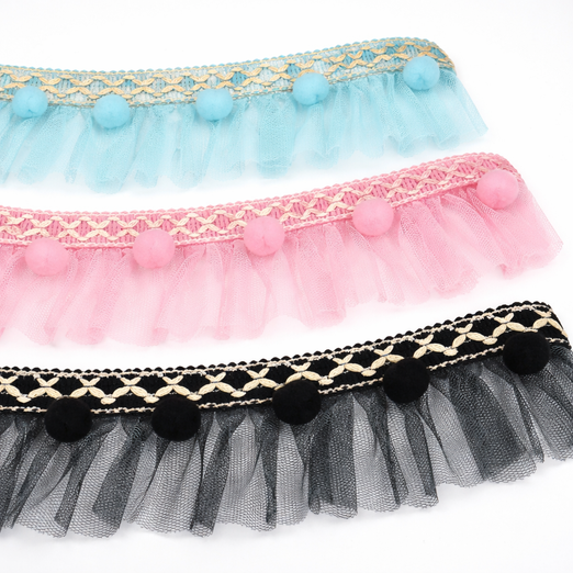 PomPom Band Tüll 50mm - Meterware