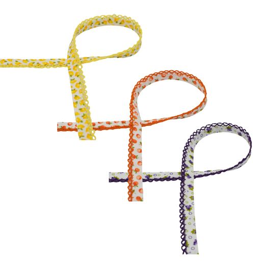 Baumwollschrägband Früchte 12mm - Meterware