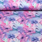 Bambus Viskosejersey - Digital Blüten Aquarell Rosa