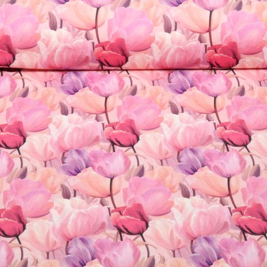 Bambus Viskosejersey - Digital Tulpen Rosa Bambus Viskosejersey - Digital Tulpen Rosa