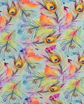 Viskosjersey av bambu - Digital Peacock Feathers Mint