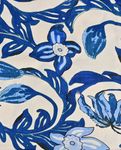 Satin de viscose - Impression numérique Grandes fleurs Ecru Cobalt Satin de viscose - Impression numérique Grandes fleurs Ecru Cobalt