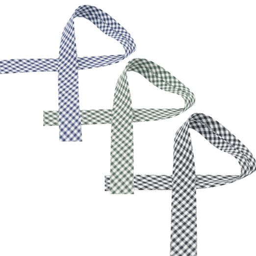 Baumwollschrägband kariert - 20mm - Meterware