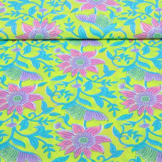 Voile de coton - Enjoy collection fleurs Jaune