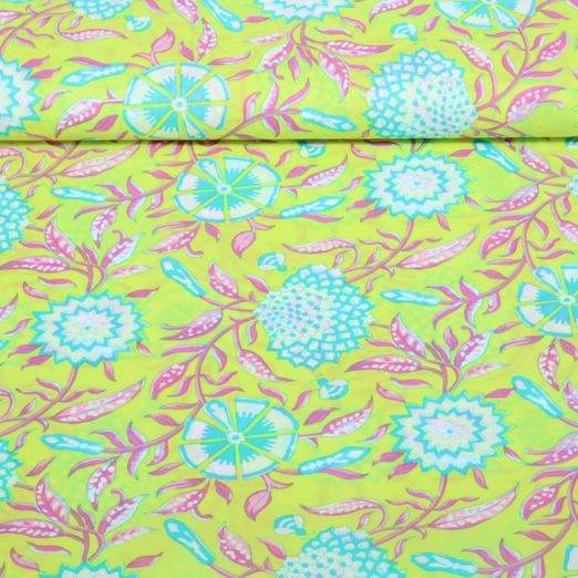 Voile de coton - Enjoy collection fleurs Jaune