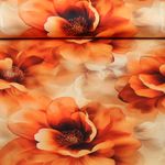 Baumwoll-Satin - Stretch Große Blüten Orange