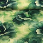Baumwoll-Satin - Stretch Große Blüten Grün