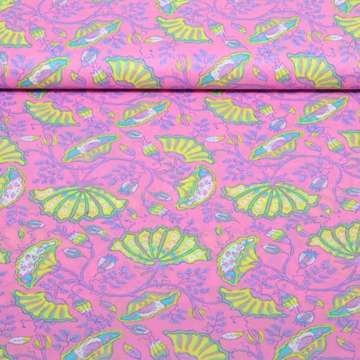 Voile de coton - Enjoy collection calices de fleurs rose