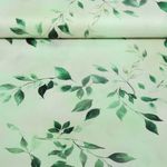 Baumwoll Popeline - Stretch Blätterzweige Grün